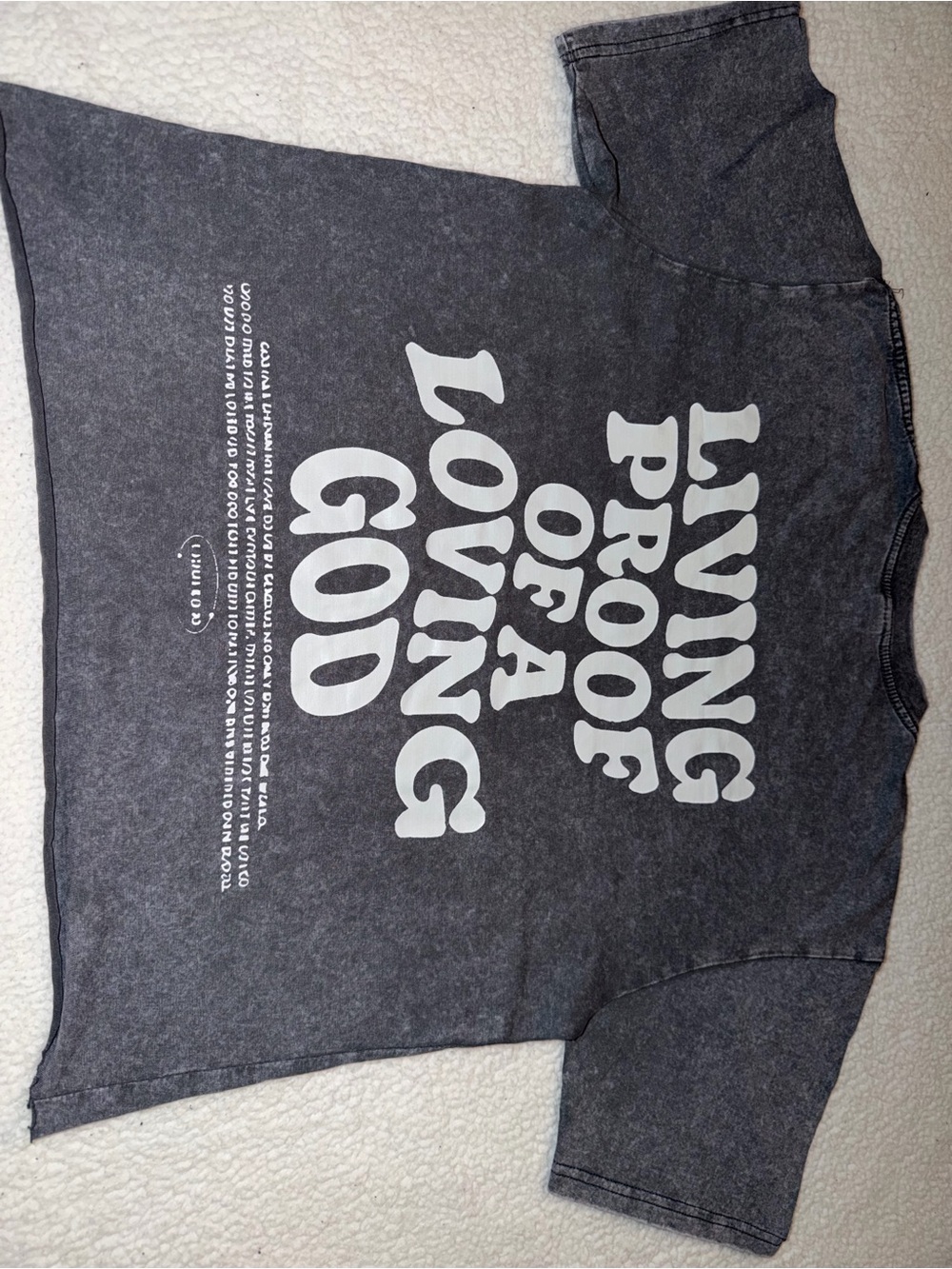 Living Proof Charcoal Graphic Crop Tee with White Print